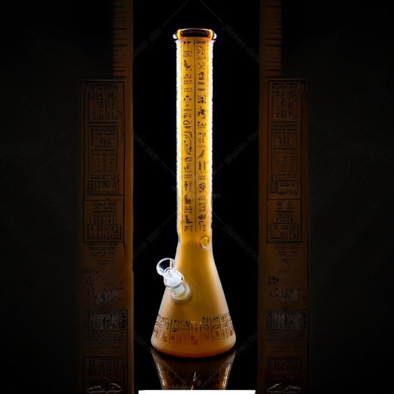 GDH Sandgestrahlt Glasbong Hieroglyphe