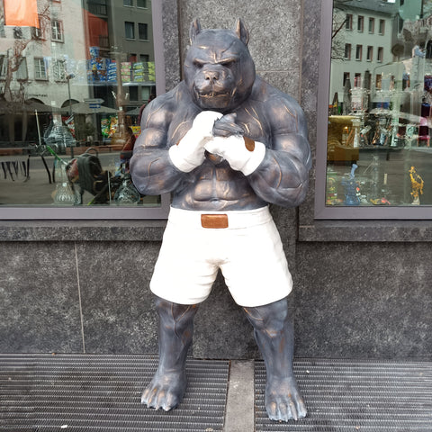 Muskulöse Bulldoggen-Statue mit Handbemalung   