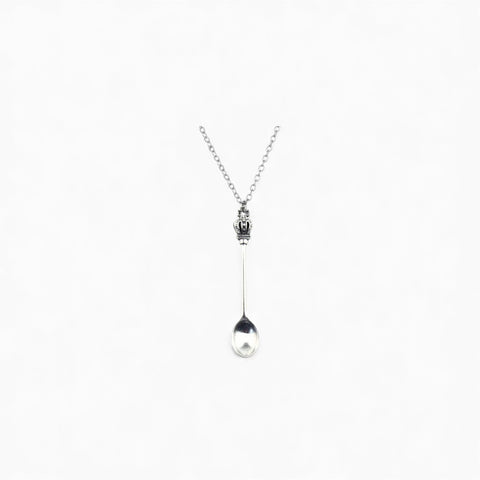 Unisex Mini Tea Spoon Crown Pendant Necklace