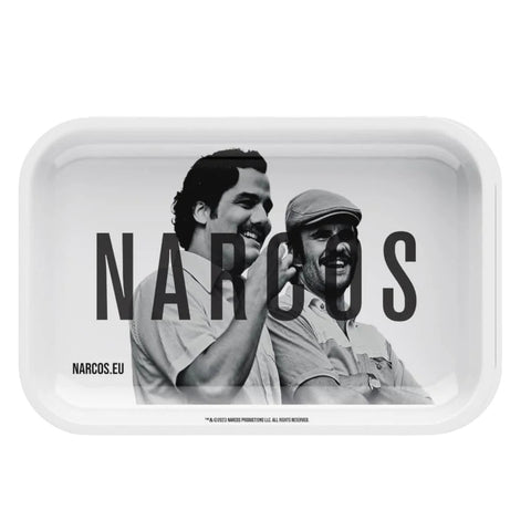 Narcos Metal Rolling Tray White Smoall