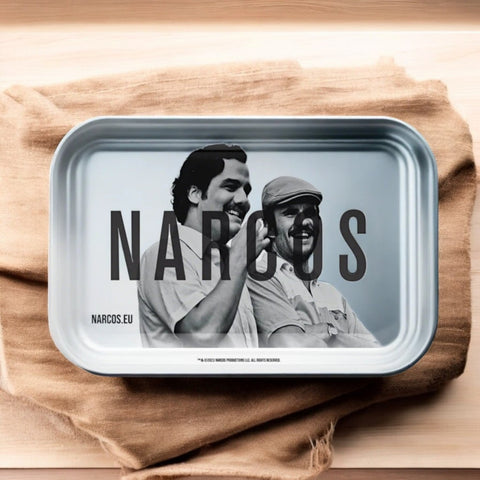 Narcos Metal Rolling Tray White Medium