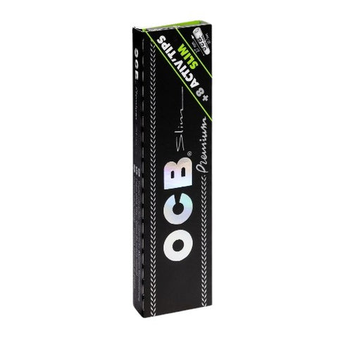 OCB Schwarz Premium Long Slim + 8 Activ Tips Slim 7 mm