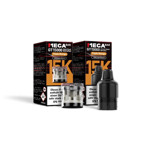 Megabar Gt15000 10 ml E-Liquid Behälter und 2ml Pod behälter