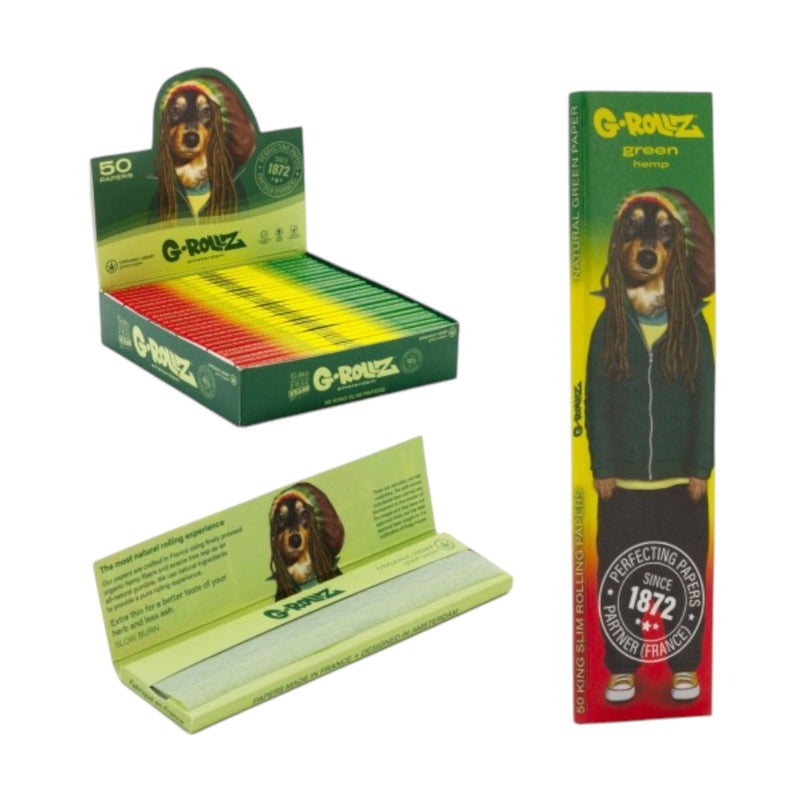 G-Rollz Kingsize green Hemp Papers pets Rock