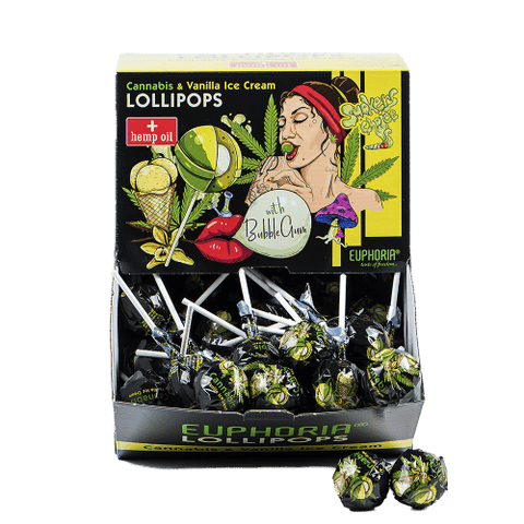 Euphoria Cannabis lollipops with Bubble Gum Cannabis & Vanilla Ice Cream 1pcs